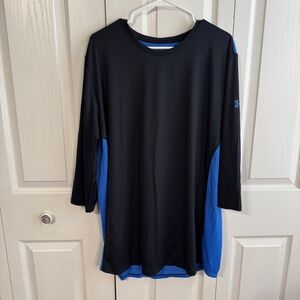 Under Armour quarter sleeve blue black fitted heatgear size 2XL
